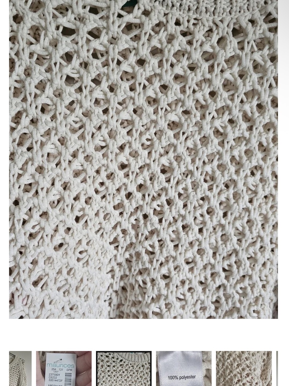 Medium - Maurices Cream Open-Weave Crewneck Sweater - Picture 8 of 12